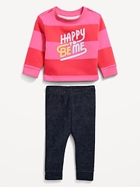 View large product image 3 of 3. Crew-Neck Graphic Sweatshirt and Leggings Set for Baby