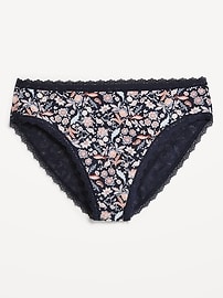 View large product image 4 of 8. High-Waisted Lace-Trim Bikini Underwear