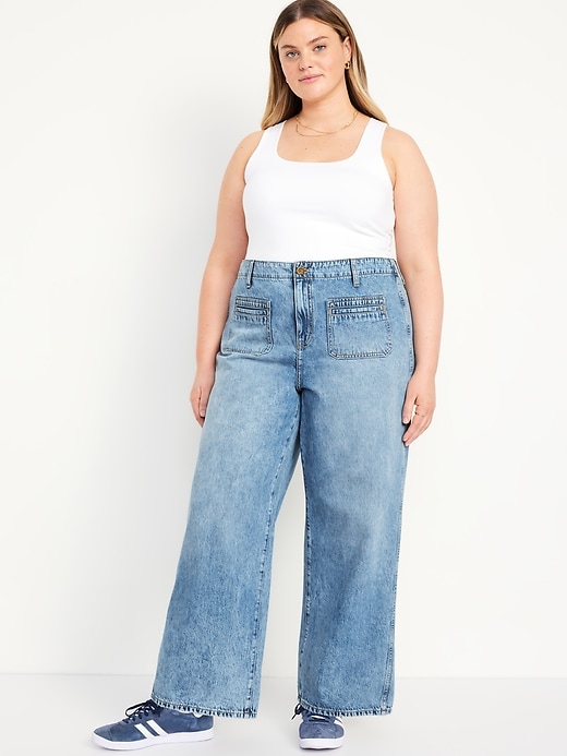 Image number 6 showing, High-Waisted Baggy Wide-Leg Trouser Jeans