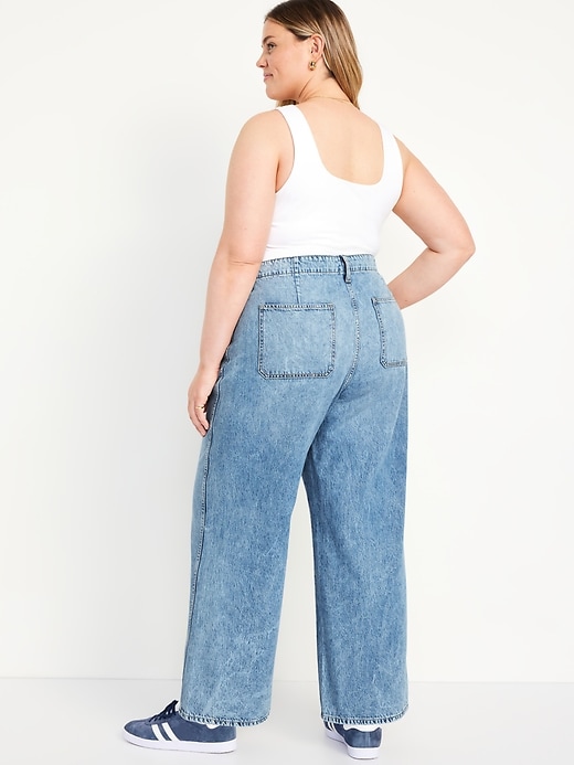 Image number 7 showing, High-Waisted Baggy Wide-Leg Trouser Jeans