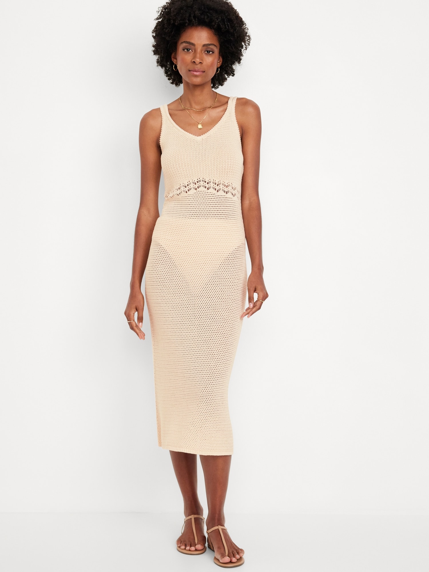 Sleeveless Crochet Midi Dress Hot Deal