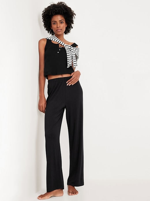 Image number 6 showing, Mid-Rise Knit Jersey Pajama Pant