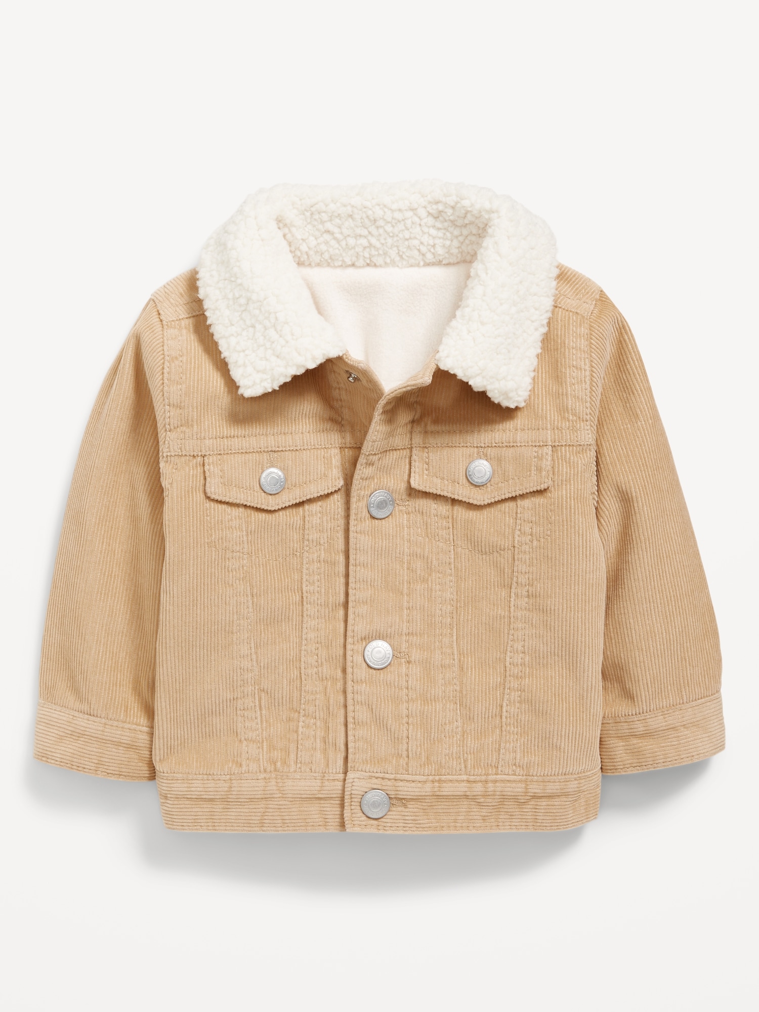 Unisex Trucker Sherpa-Trim Corduroy Jacket for Baby - Beige