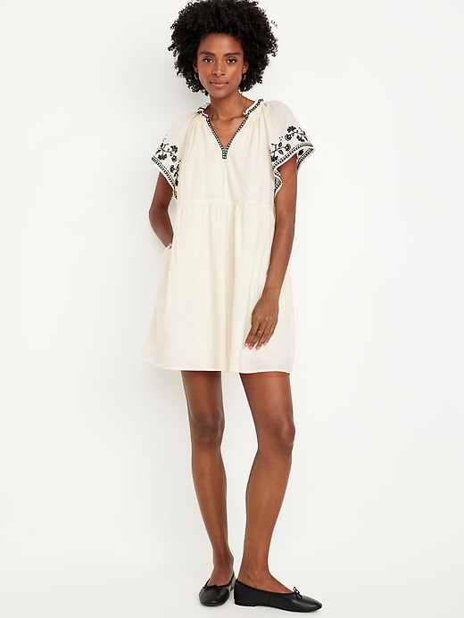 Image number 1 showing, Embroidered Mini Swing Dress