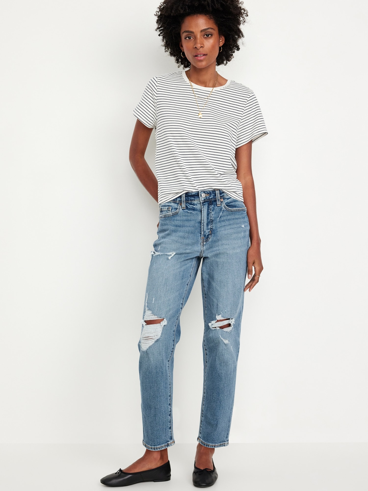 High-Waisted OG Straight Ripped Ankle Jeans