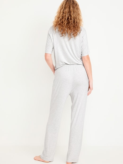 Image number 2 showing, Mid-Rise Knit Jersey Pajama Pant