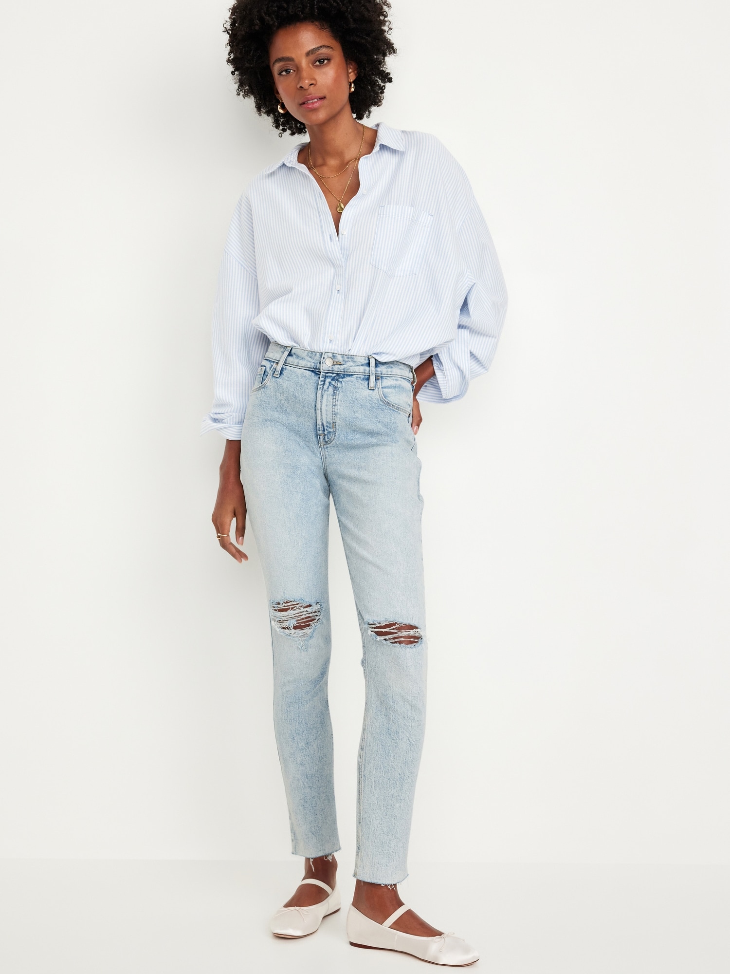 High-Waisted Vintage Slim Jeans