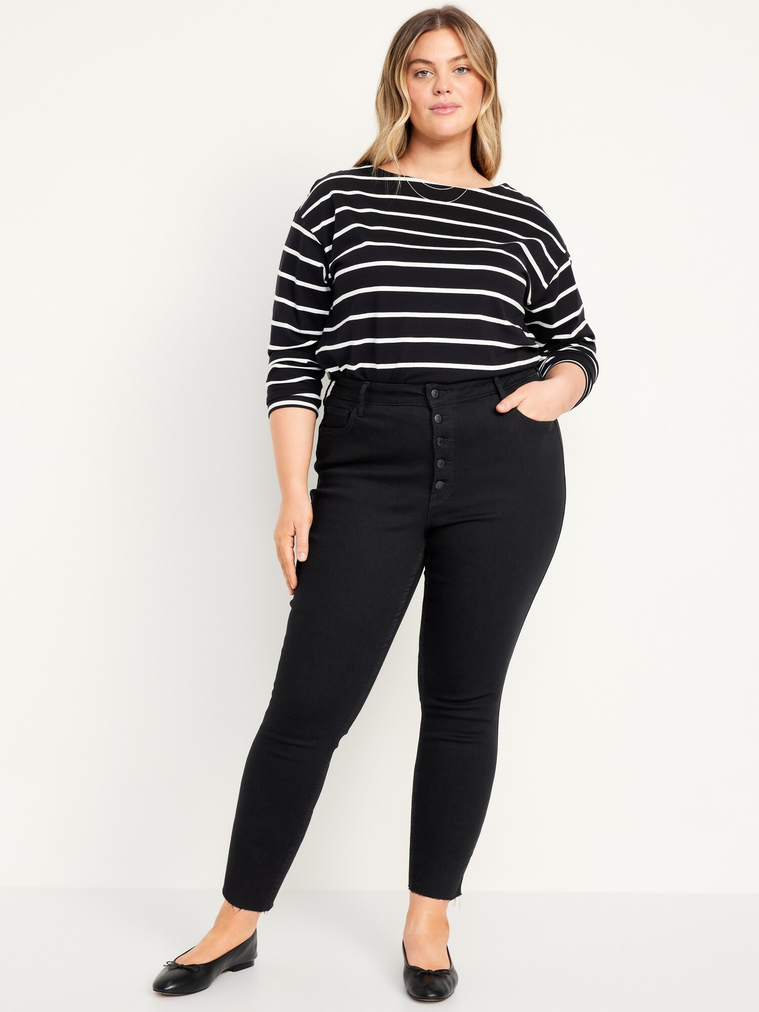 Женские джинсы Old Navy Extra High-Waisted Rockstar 360° Stretch Super-Skinny, цвет: Чёрный варёный — фото 6