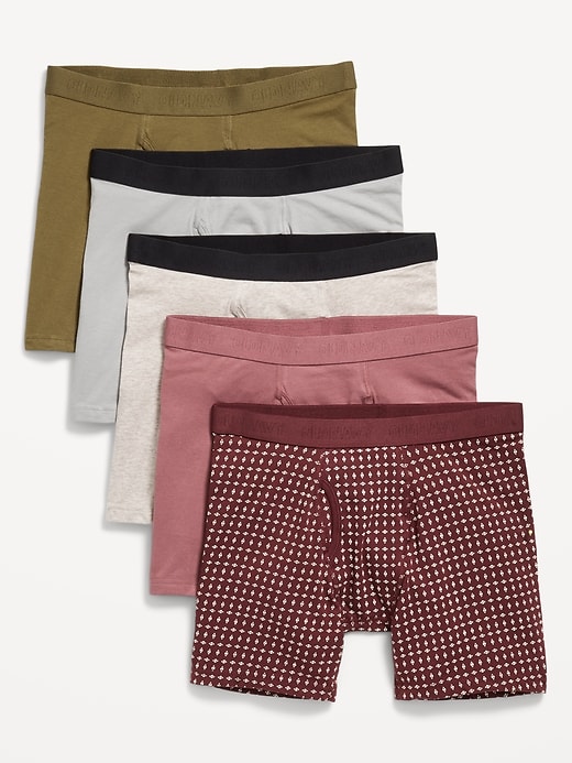 View large product image 1 of 1. 5-Pack Soft-Washed Boxer Briefs -- 6.25-inch inseam