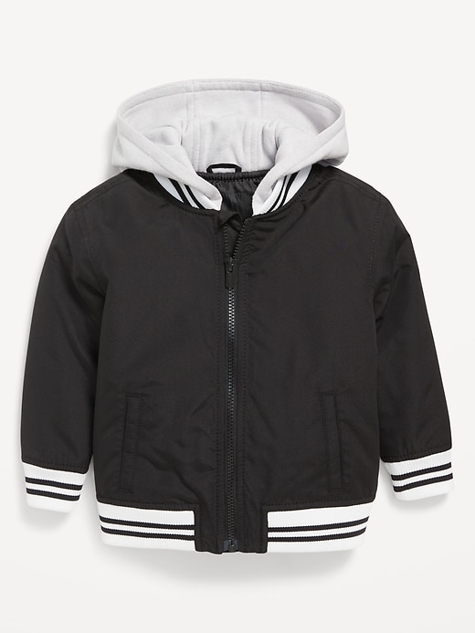 View large product image 1 of 2. Hooded Zip-Front Bomber Jacket for Toddler Boys
