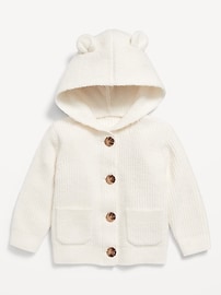 Image number 1 showing, SoSoft Critter Ear Button-Front Sweater for Baby