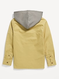 View large product image 3 of 3. Long-Sleeve Hooded Utility Twill Shirt for Boys