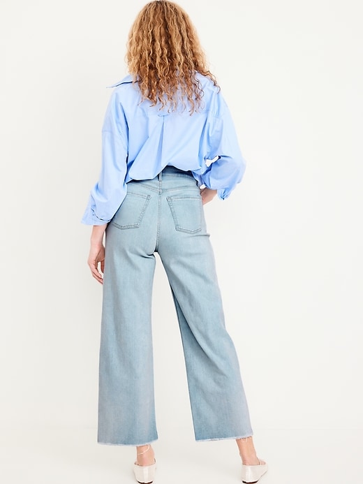 Image number 3 showing, Extra High-Waisted Wide-Leg Crop Jeans
