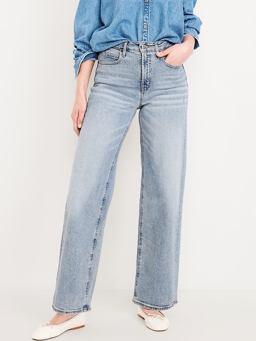 Image number 2 showing, Extra High-Waisted Ripped Wide-Leg Jeans