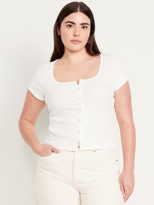 Image number 5 showing, Rib-Knit Button-Down Top