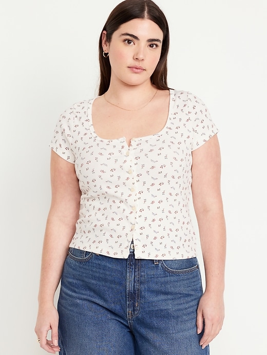 Image number 5 showing, Rib-Knit Button-Down Top