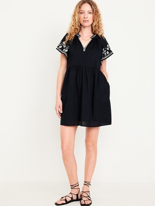Image number 1 showing, Embroidered Mini Swing Dress