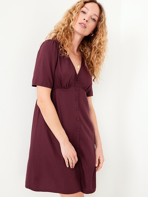 Image number 3 showing, Button-Down Crepe Mini Dress