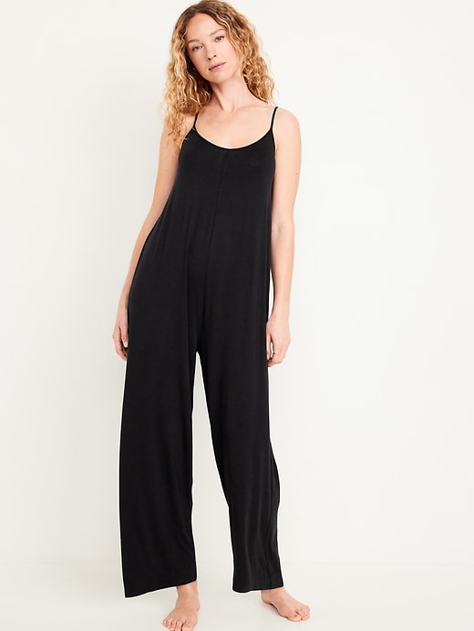 Image number 1 showing, Knit Jersey Pajama Jumpsuit
