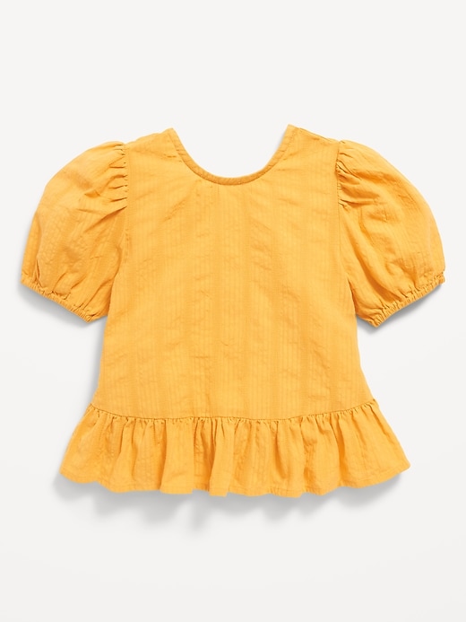 View large product image 1 of 1. Short-Sleeve Textured Ruffle-Hem Top for Toddler Girls