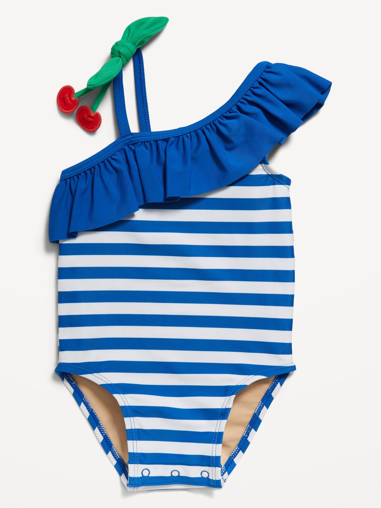 One-Shoulder Ruffle-Trim One-Piece Swimsuit for Baby