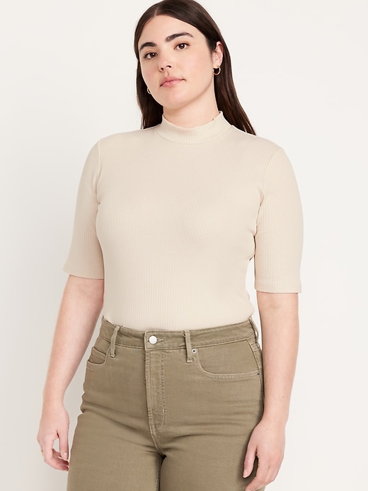 Image number 5 showing, Ribbed Mock-Neck Top