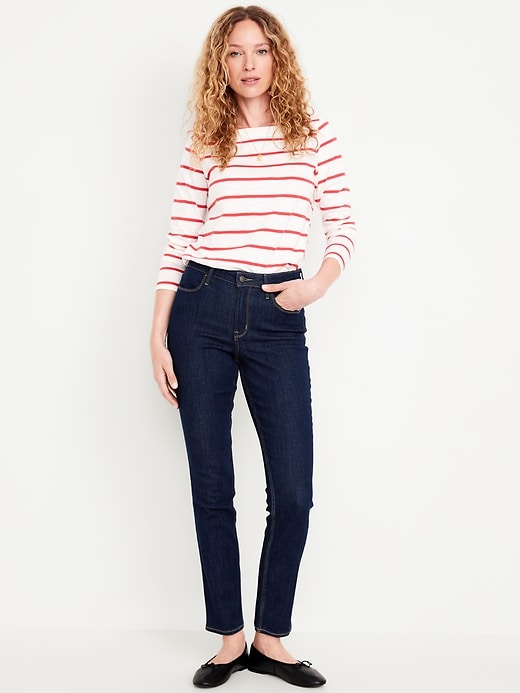 Image number 1 showing, High-Waisted Wow Straight Ankle Jeans
