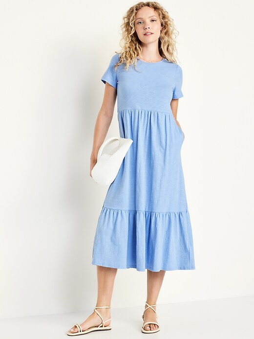short sleeve midi white dress Henry Textured Midi Dress in White