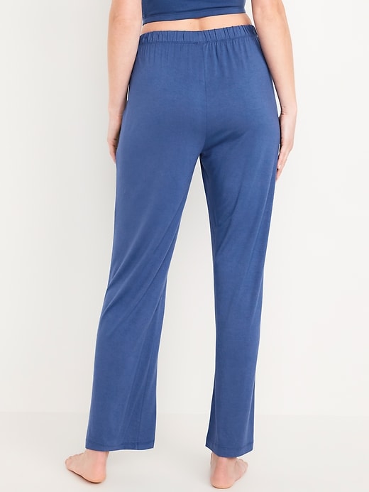 Image number 2 showing, Mid-Rise Knit Jersey Pajama Pant
