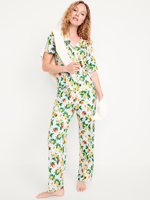 Image number 3 showing, Mid-Rise Knit Jersey Pajama Pant