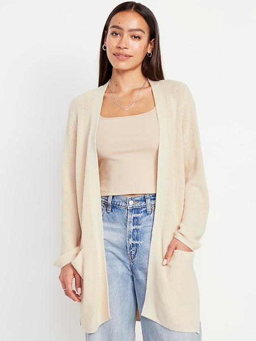 Image number 1 showing, Open-Front Longline Cardigan Sweater