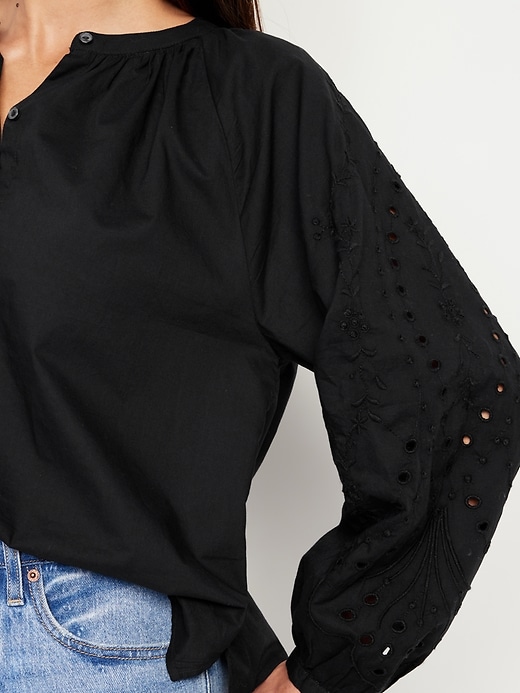 Image number 4 showing, Split-Neck Button-Down Top