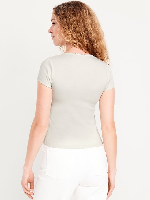 Image number 7 showing, Lace-Trim Rib-Knit Top