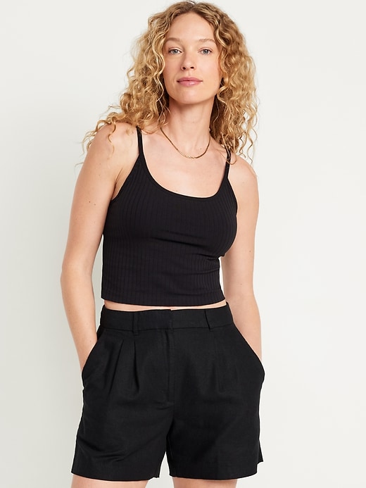 Image number 1 showing, Fitted Ultra-Crop Ribbed Cami