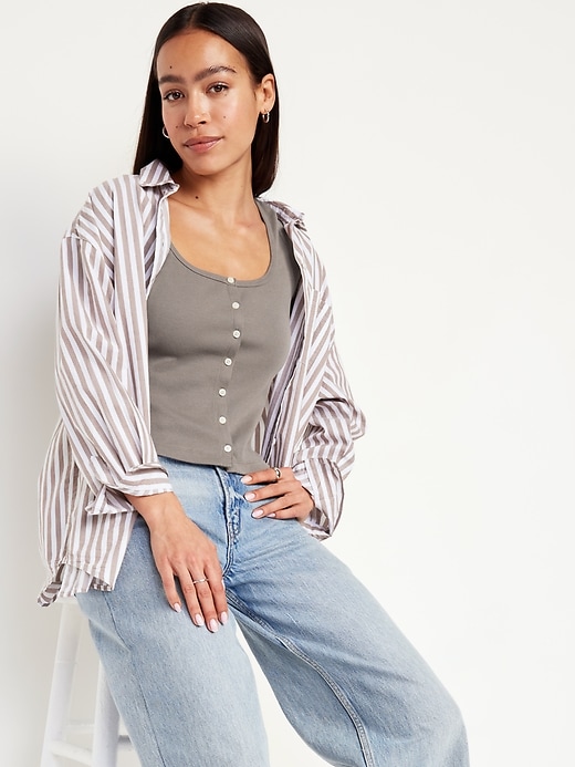 Image number 3 showing, Rib-Knit Button-Down Top