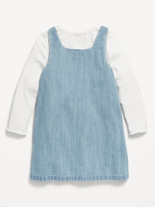 View large product image 2 of 3. Sleeveless Chambray Dress and T-Shirt Set for Toddler Girls