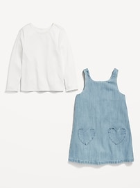 View large product image 3 of 3. Sleeveless Chambray Dress and T-Shirt Set for Toddler Girls