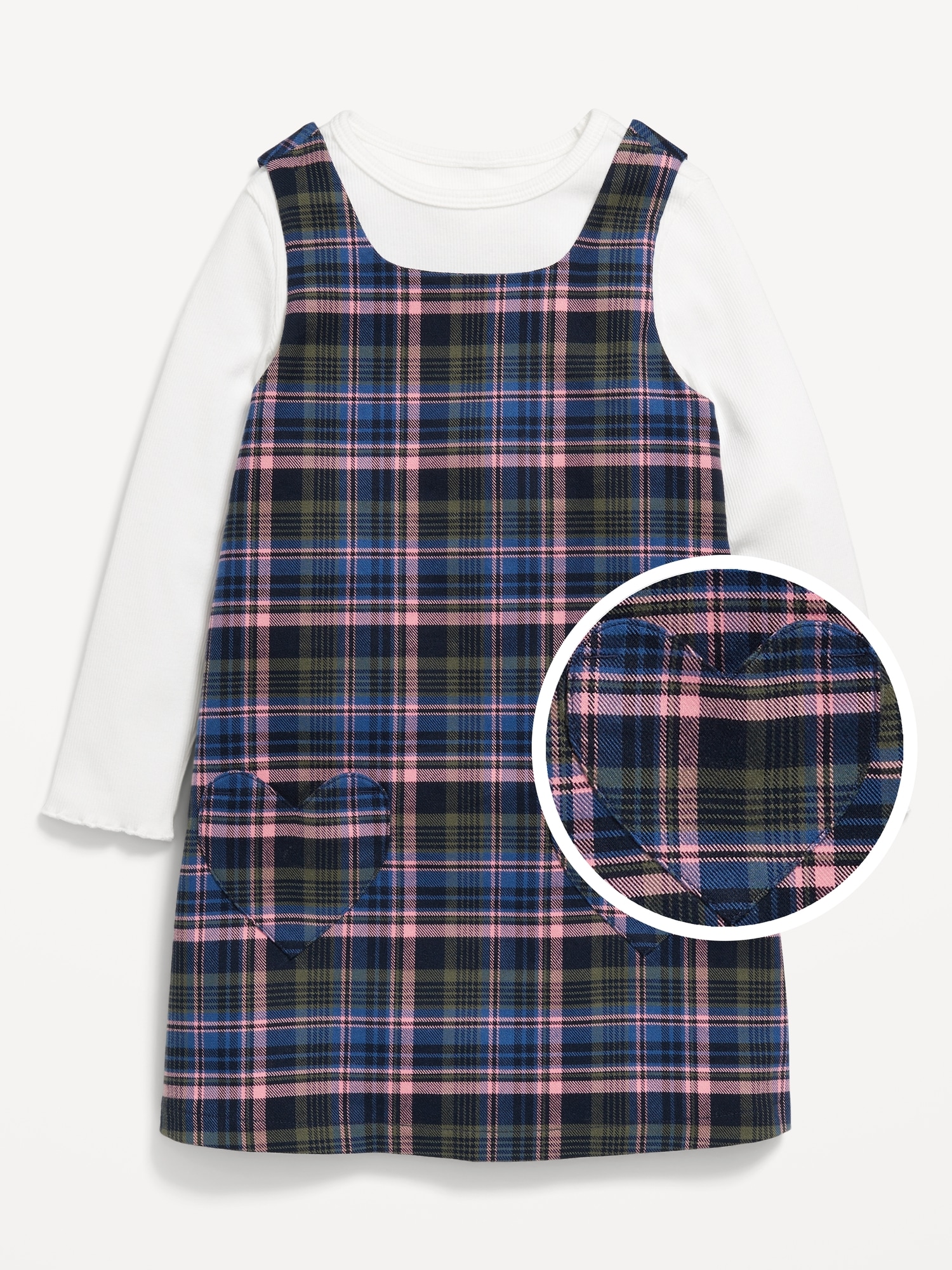 Sleeveless Twill Dress and T-Shirt Set for Toddler Girls