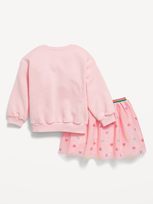 View large product image 2 of 3. Crew-Neck Graphic Sweatshirt and Tulle Skirt Set for Toddler Girls