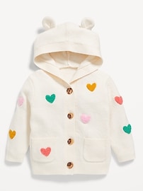 Image number 1 showing, SoSoft Critter Ear Button-Front Sweater for Baby