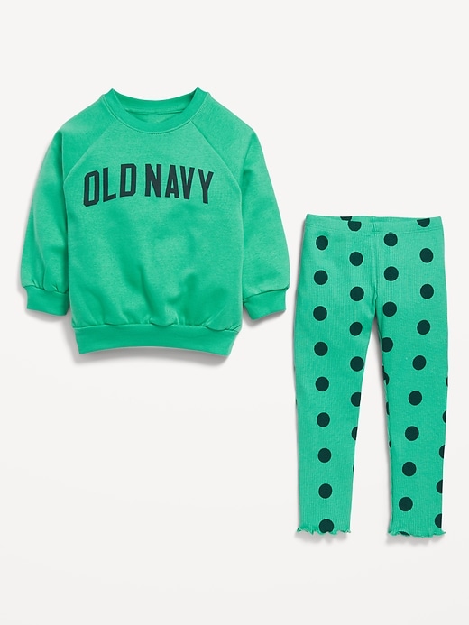 View large product image 2 of 2. Long-Sleeve Logo Sweatshirt and Leggings Set for Toddler Girls