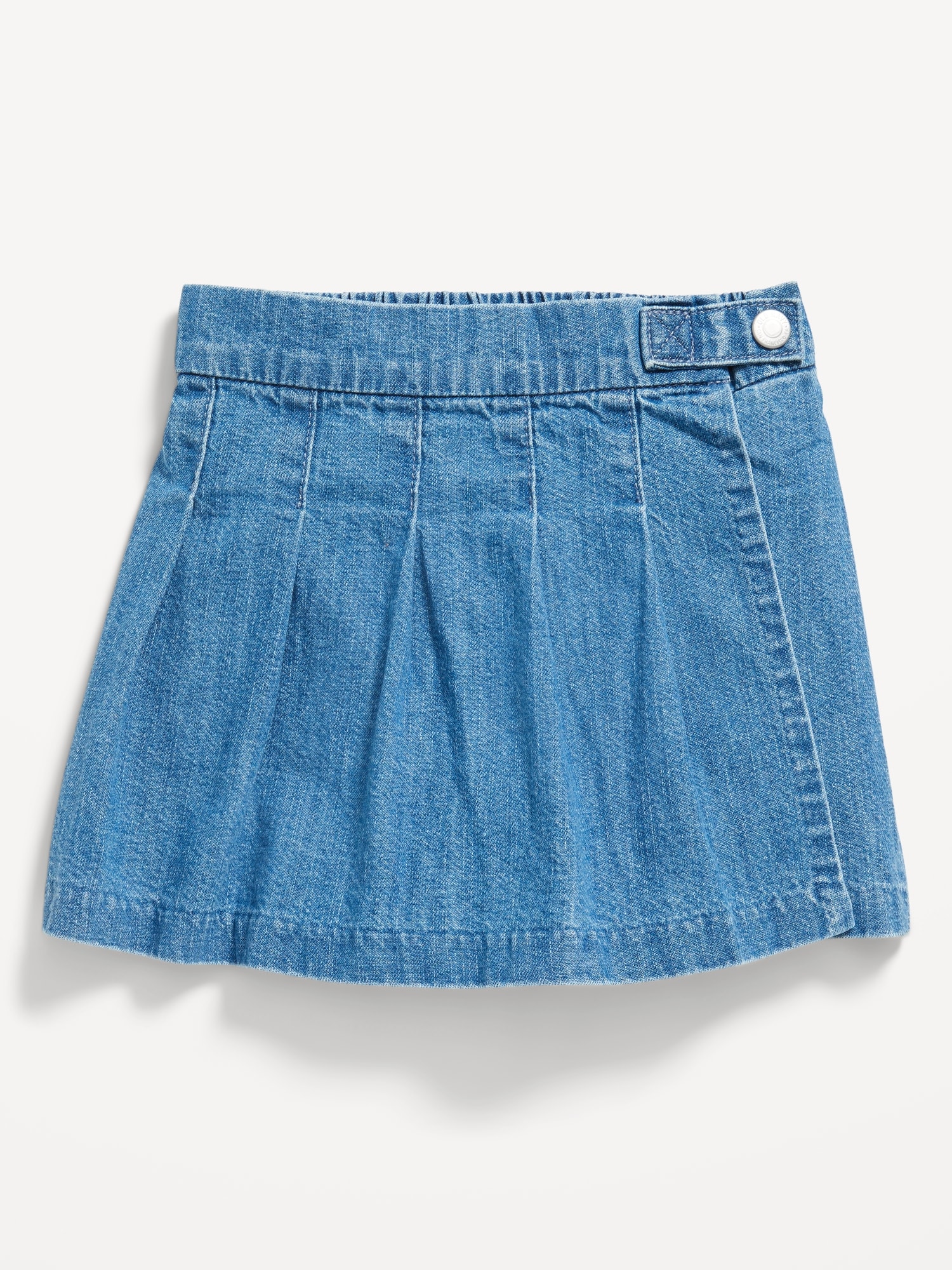 High-Waisted Pleated Jean Skort for Toddler Girls