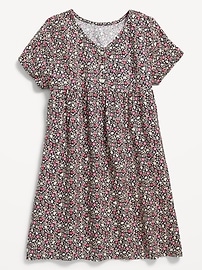 View large product image 3 of 3. Loose Short-Sleeve Crepe Dress for Girls