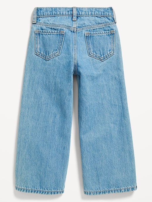 View large product image 2 of 3. High-Waisted Baggy Two-Tone Wide-Leg Jeans for Toddler Girls