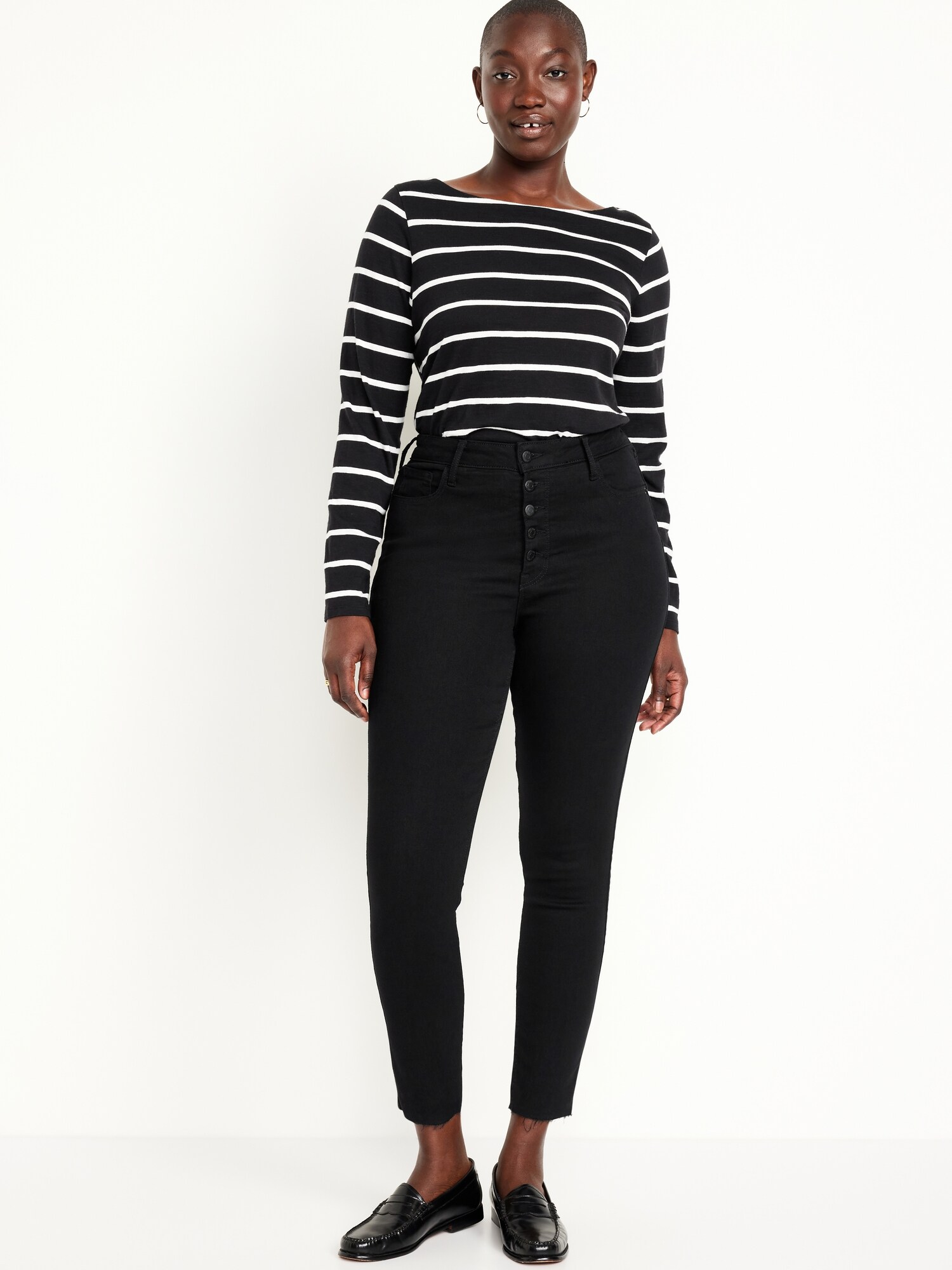 Женские джинсы Old Navy Extra High-Waisted Rockstar 360° Stretch Super-Skinny, цвет: Чёрный варёный — фото 4