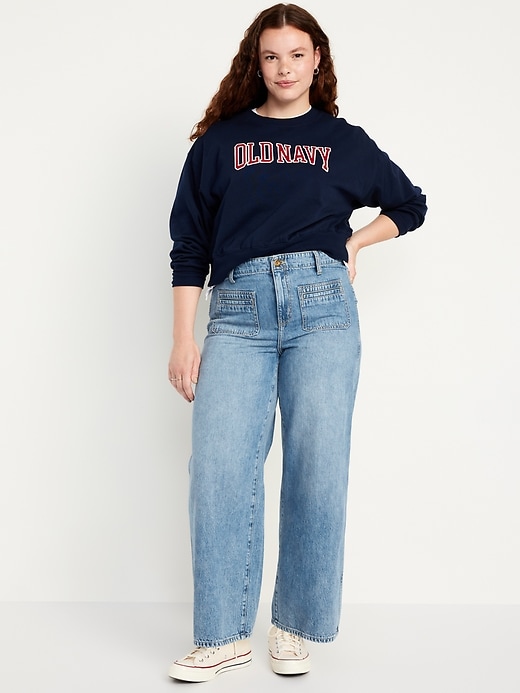 Image number 4 showing, High-Waisted Baggy Wide-Leg Trouser Jeans