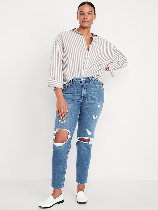 Image number 5 showing, High-Waisted OG Straight Cut-Off Ankle Jeans