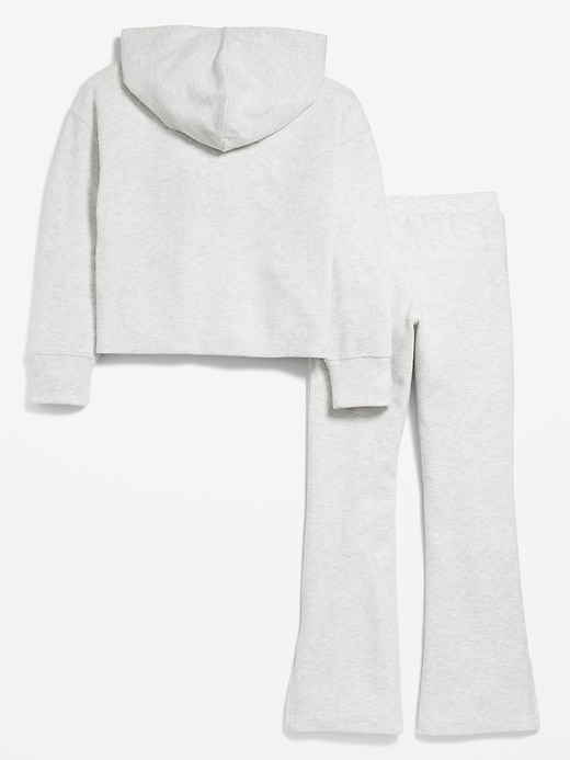 View large product image 2 of 3. Plush Ribbed Hoodie and Flare Pants Set for Girls