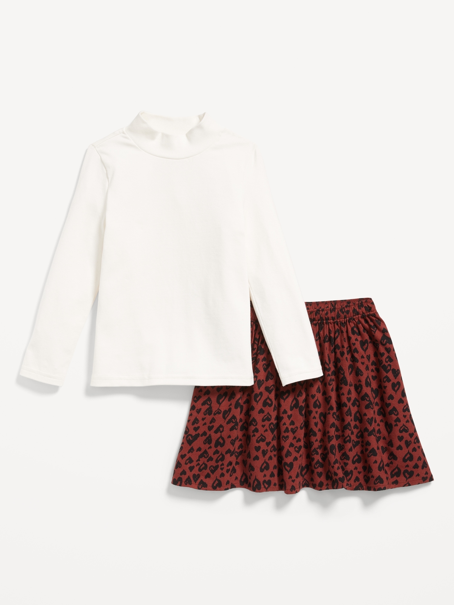 Mock-Neck Top and Skirt Set for Toddler Girls