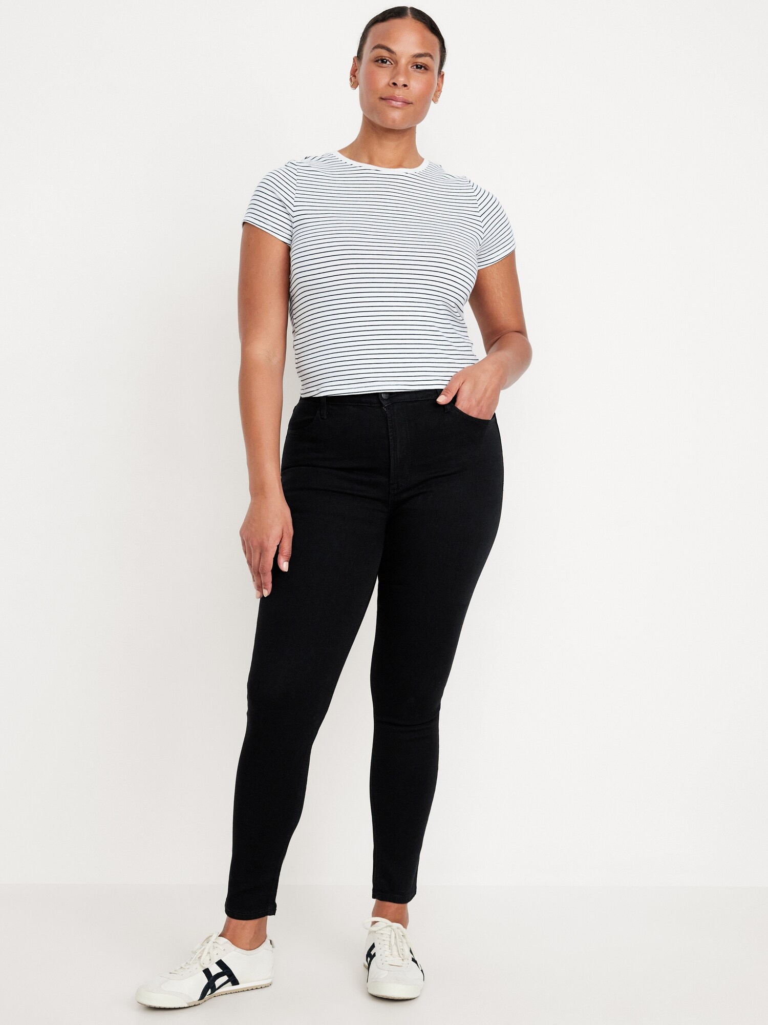 Женские джинсы Old Navy High-Waisted Wow Super-Skinny, цвет: Чёрный варёный — фото 4